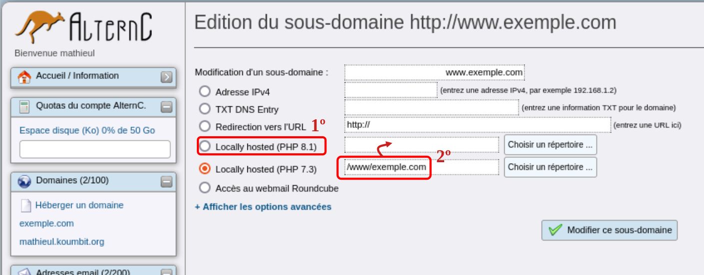 Domaine et modifications