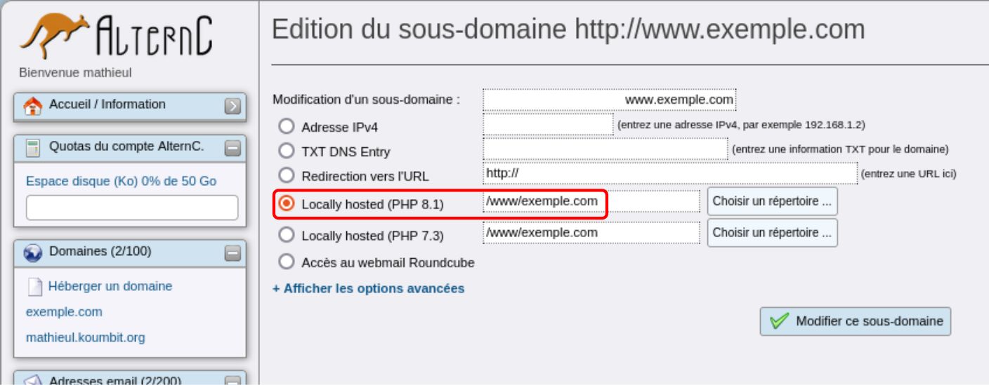 Domaine et modifications