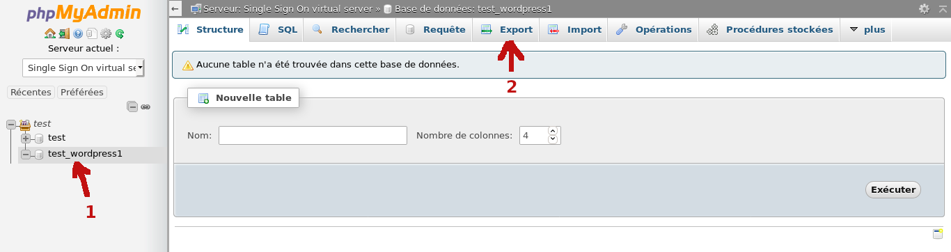 Export database