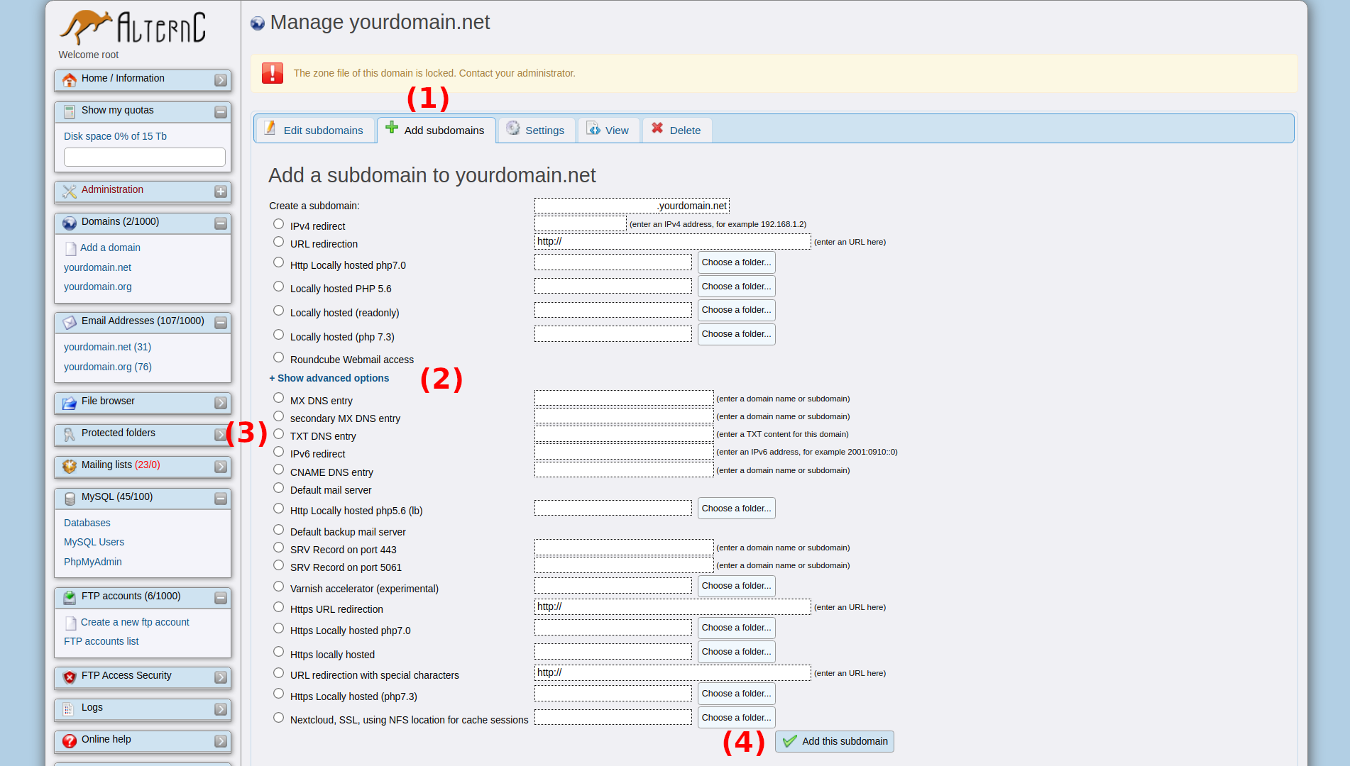 Create a TXT type DNS entry